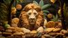 lion surrounded by weed and cookies as a visual representation for the animal mints weed strain