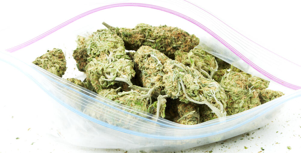 a zip of weed shown in an airtight ziploc bag