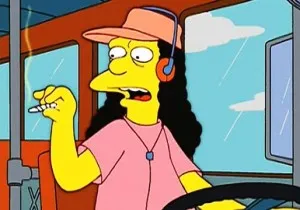 Otto in a bus with a cannabis joint in his hand