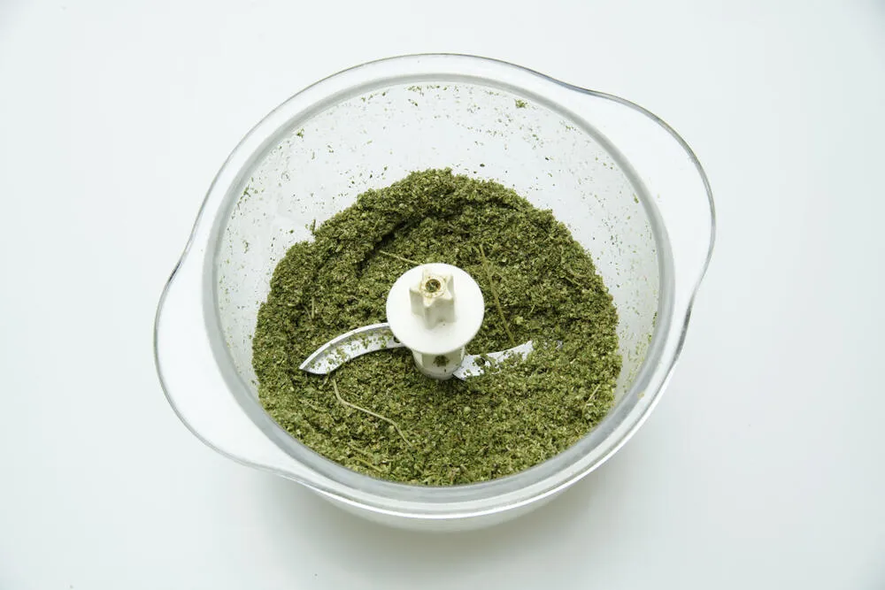 grind weed using a blender or food processor